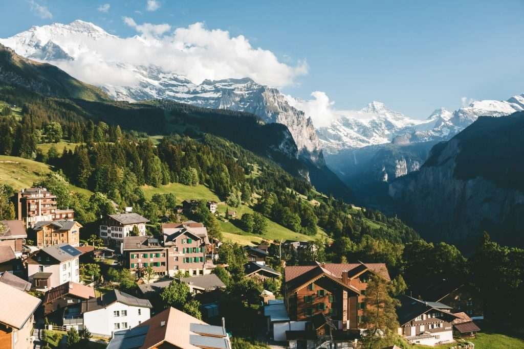 The beautiful landscape of Lauterbrunnen in Switzerland. 