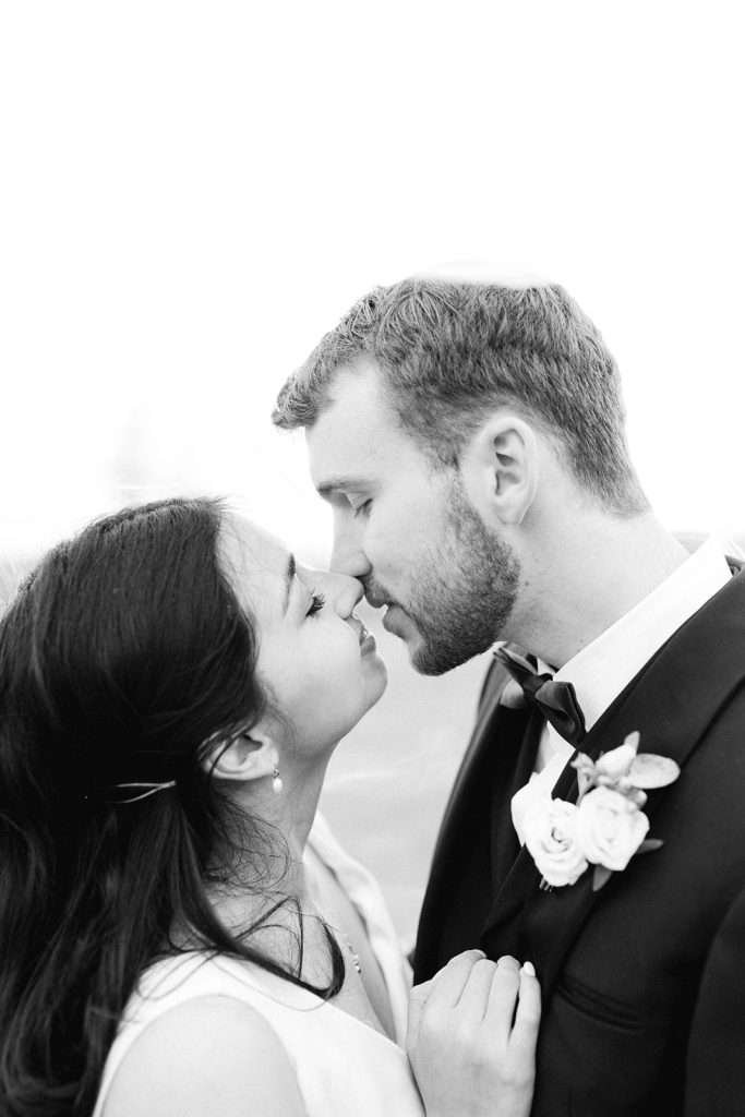 A couple kissing in Zermatt Switzerland.