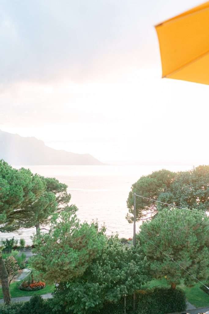 A look out over the lake from the balcony of Grand Hotel Suisse Majestic