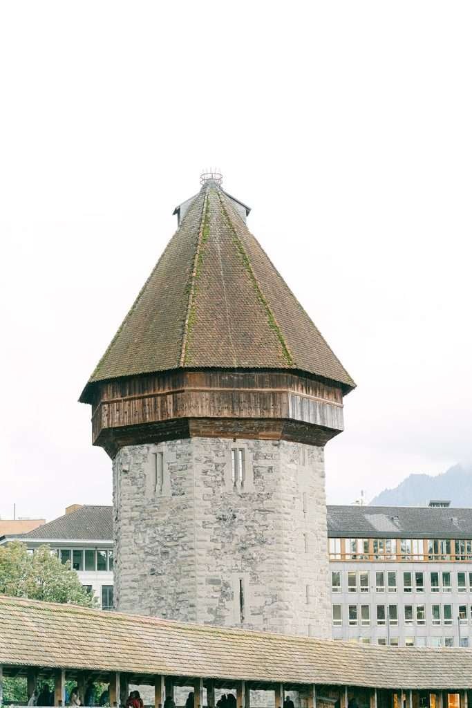 Details of the large steeple of Beau Sejour Lucerne Switzerland