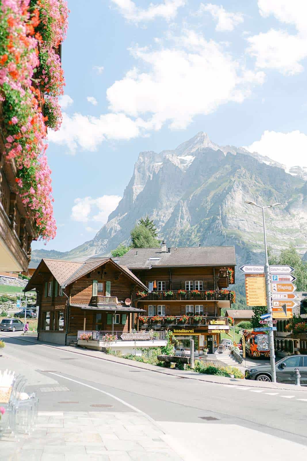 A peek down a mountain town road