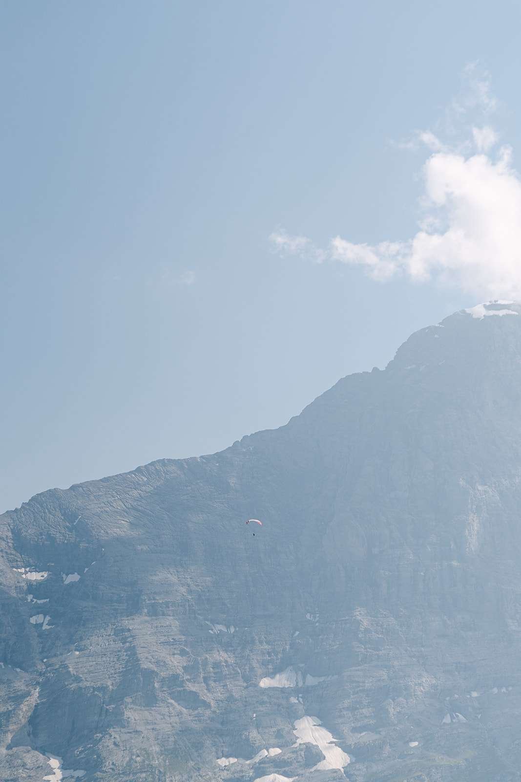 Details of a paraglider in the stunning Switzerland mountains